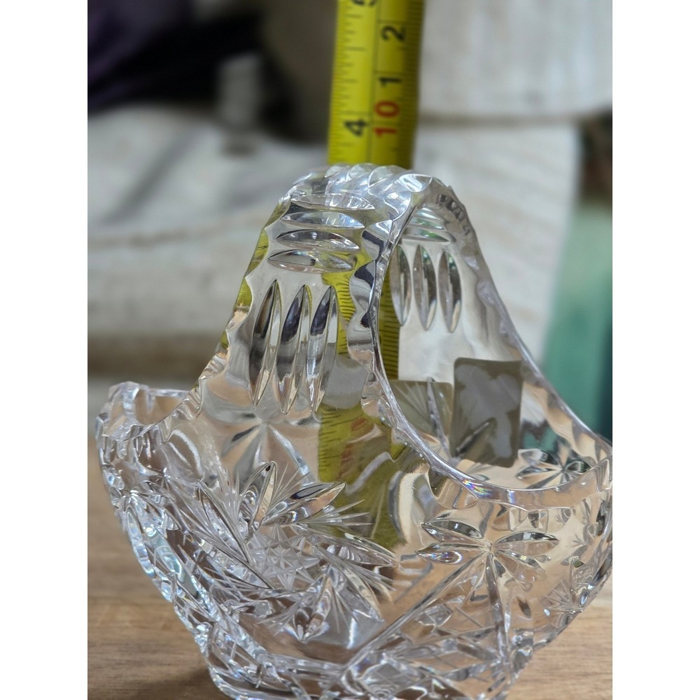 Ruckl & Sons Bohemia Lead Crystal Basket Hand Cut Czech Republic Starburst 24% - Picture 16 of 16